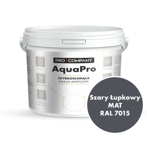 Szybkoschnąca uniwersalna emalia akrylowa Aqua Pro Szary Łupkowy MAT RAL 7015 4,5L