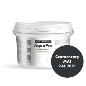 Szybkoschnąca uniwersalna emalia akrylowa Aqua Pro Czarnoszary MAT RAL 7021 2,7L