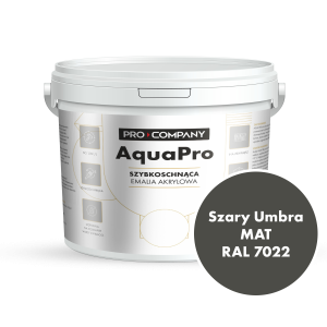 Szybkoschnąca uniwersalna emalia akrylowa Aqua Pro Szary Umbra MAT RAL 7022 4,5L