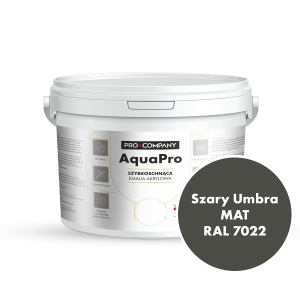 Szybkoschnąca uniwersalna emalia akrylowa Aqua Pro Szary Umbra MAT RAL 7022 2,7L