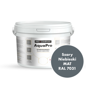 Szybkoschnąca uniwersalna emalia akrylowa Aqua Pro Szary Niebieski MAT RAL 7031 3L