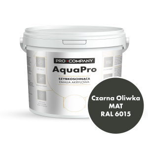 Szybkoschnąca uniwersalna emalia akrylowa Aqua Pro Czarna Oliwka MAT RAL 6015 4,5L