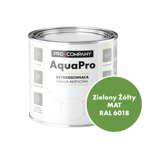 Szybkoschnąca uniwersalna emalia akrylowa Aqua Pro Zielony Żółty MAT RAL 6018 0,7L