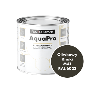 Szybkoschnąca uniwersalna emalia akrylowa Aqua Pro Oliwkowy Khaki MAT RAL 6022 0,7L