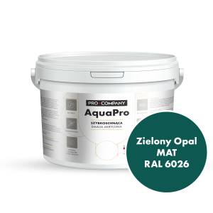 Szybkoschnąca uniwersalna emalia akrylowa Aqua Pro Zielony Opal MAT RAL 6026 2,7L