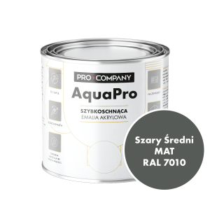 Szybkoschnąca uniwersalna emalia akrylowa Aqua Pro Szary Średni MAT RAL 7010 0,7L