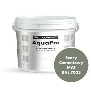 Szybkoschnąca uniwersalna emalia akrylowa Aqua Pro Szary Cementowy MAT RAL 7033 5L