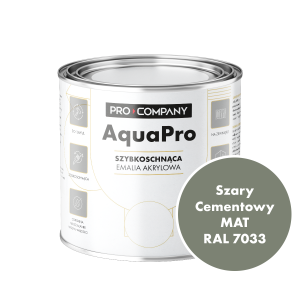 Szybkoschnąca uniwersalna emalia akrylowa Aqua Pro Szary Cementowy MAT RAL 7033 0,8L