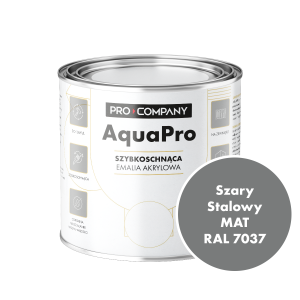 Szybkoschnąca uniwersalna emalia akrylowa Aqua Pro Szary Stalowy MAT RAL 7037 0,7L