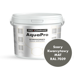 Szybkoschnąca uniwersalna emalia akrylowa Aqua Pro Szary Kwarcytowy MAT RAL 7039 4,5L