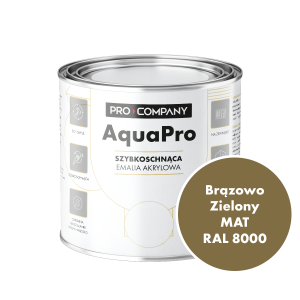 Szybkoschnąca uniwersalna emalia akrylowa Aqua Pro Brązowo Zielony MAT RAL 8000 0,7L