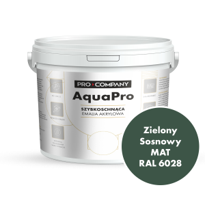 Szybkoschnąca uniwersalna emalia akrylowa Aqua Pro Zielony Sosnowy MAT RAL 6028 9L