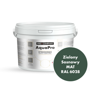Szybkoschnąca uniwersalna emalia akrylowa Aqua Pro Zielony Sosnowy MAT RAL 6028 2,7L