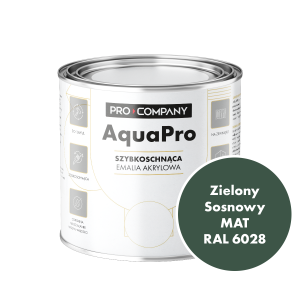 Szybkoschnąca uniwersalna emalia akrylowa Aqua Pro Zielony Sosnowy MAT RAL 6028 0,7L