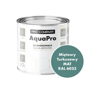 Szybkoschnąca uniwersalna emalia akrylowa Aqua Pro Miętowy Turkusowy MAT RAL 6033 0,7L