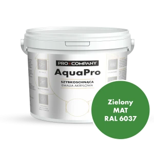 Szybkoschnąca uniwersalna emalia akrylowa Aqua Pro Zielony MAT RAL 6037 9L