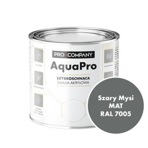 Szybkoschnąca uniwersalna emalia akrylowa Aqua Pro Szary Mysi MAT RAL 7005 0,8L