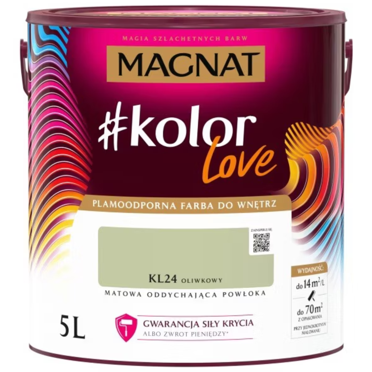 Farba lateksowa plamoodporna Magnat kolorLove oliwkowy KL24 5L