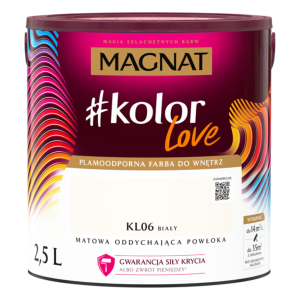 Farba lateksowa plamoodporna Magnat kolorLove biały KL06 2,5L