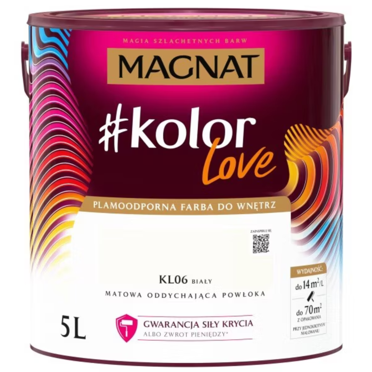 Farba lateksowa plamoodporna Magnat kolorLove biały KL06 5L