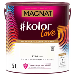 Farba lateksowa plamoodporna Magnat kolorLove biały KL06 5L