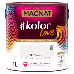 Farba lateksowa plamoodporna Magnat kolorLove jasnoszary KL17 5L