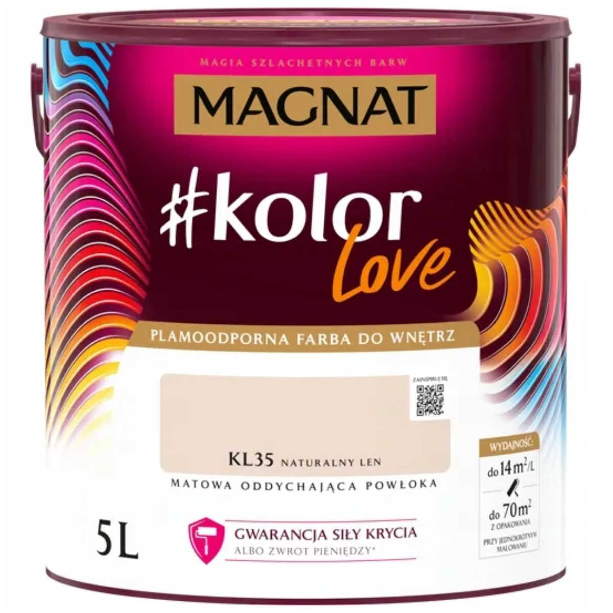 Farba lateksowa plamoodporna Magnat kolorLove naturalny len KL35 5L
