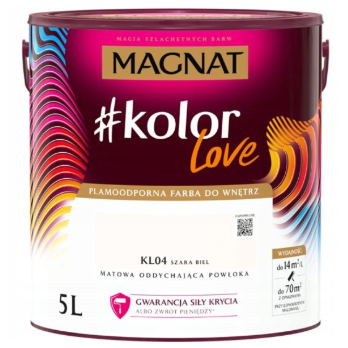 Farba lateksowa plamoodporna Magnat kolorLove szara biel KL04 5L