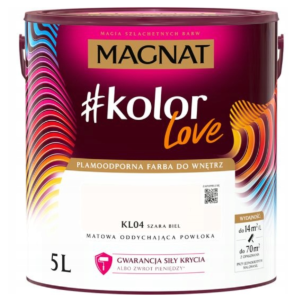 Farba lateksowa plamoodporna Magnat kolorLove szara biel KL04 5L
