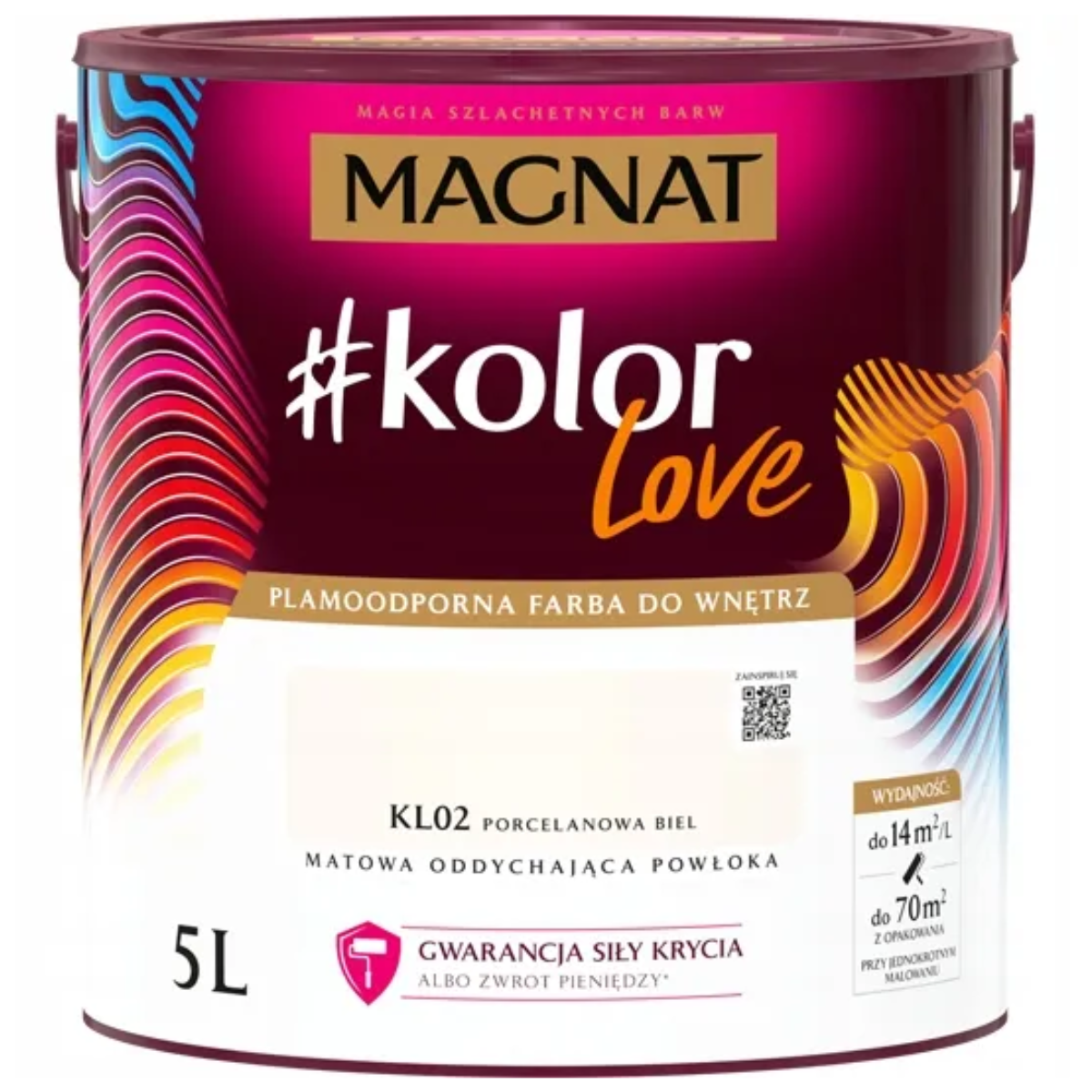 Farba lateksowa plamoodporna Magnat kolorLove porcelanowa biel KL02 5L