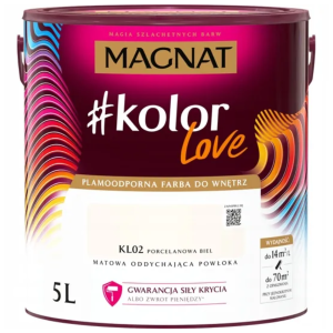 Farba lateksowa plamoodporna Magnat kolorLove porcelanowa biel KL02 5L