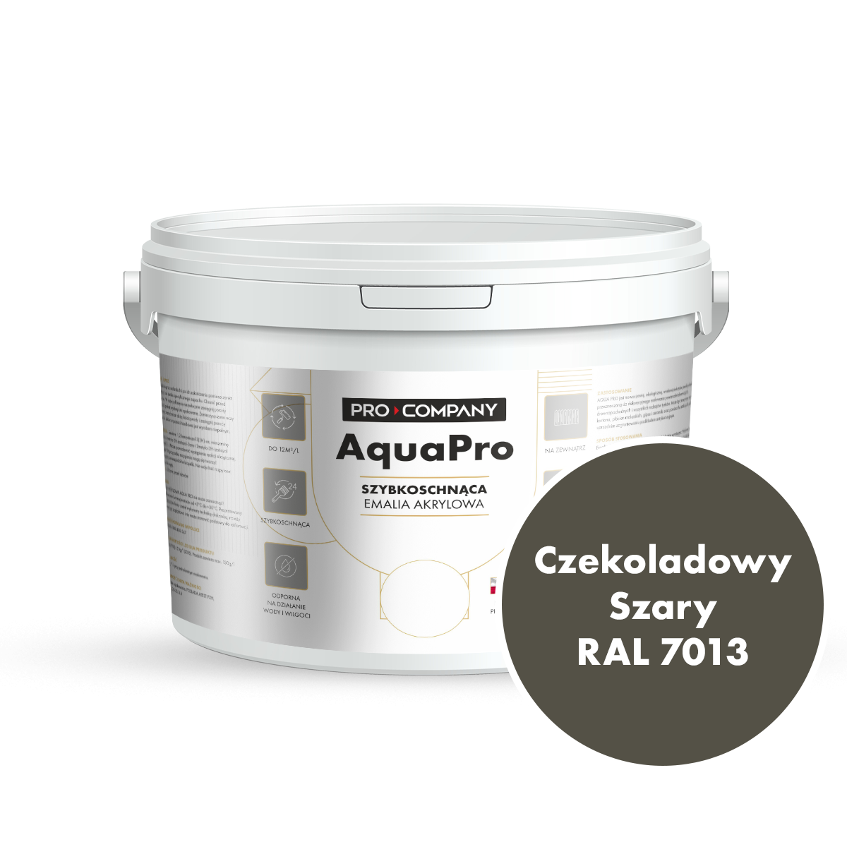 Szybkoschnąca uniwersalna emalia akrylowa Aqua Pro Czekoladowy Szary RAL 7013 2,7L