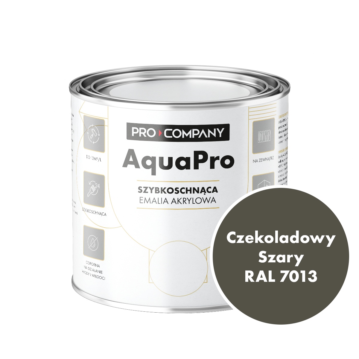 Szybkoschnąca uniwersalna emalia akrylowa Aqua Pro Czekoladowy Szary RAL 7013 0,7L