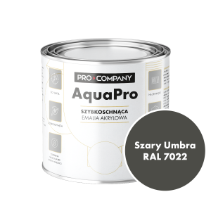 Szybkoschnąca uniwersalna emalia akrylowa Aqua Pro Szary Umbra RAL 7022 0,7L