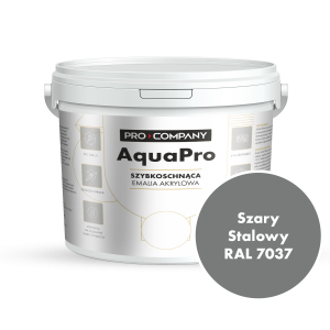 Szybkoschnąca uniwersalna emalia akrylowa Aqua Pro Szary Stalowy RAL 7037 4,5L