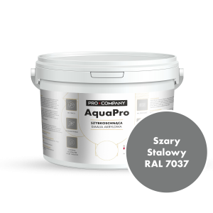 Szybkoschnąca uniwersalna emalia akrylowa Aqua Pro Szary Stalowy RAL 7037 2,7L