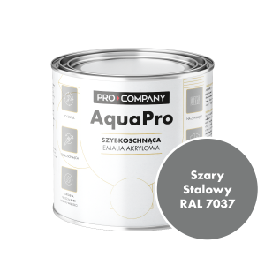 Szybkoschnąca uniwersalna emalia akrylowa Aqua Pro Szary Stalowy RAL 7037 0,7L