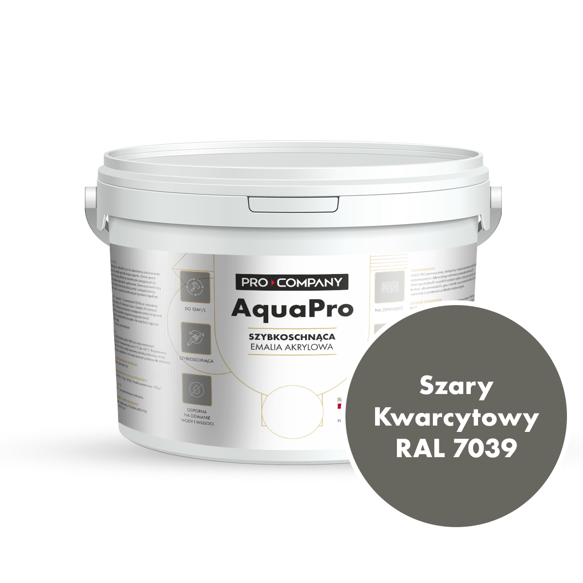 Szybkoschnąca uniwersalna emalia akrylowa Aqua Pro Szary Kwarcytowy RAL 7039 2,7L
