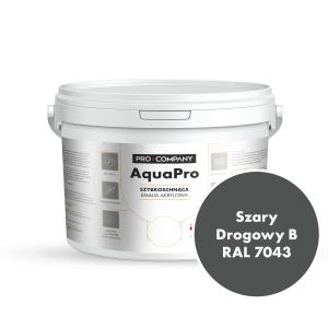 Szybkoschnąca uniwersalna emalia akrylowa Aqua Pro Szary Drogowy B RAL 7043 2,7L