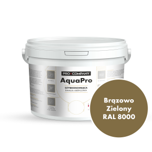 Szybkoschnąca uniwersalna emalia akrylowa Aqua Pro Brązowo Zielony RAL 8000 2,7L