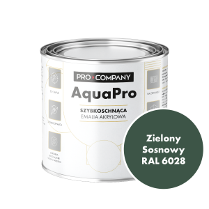 Szybkoschnąca uniwersalna emalia akrylowa Aqua Pro Zielony Sosnowy RAL 6028 0,7L