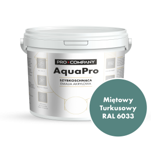 Szybkoschnąca uniwersalna emalia akrylowa Aqua Pro Miętowy Turkusowy RAL 6033 4,5L