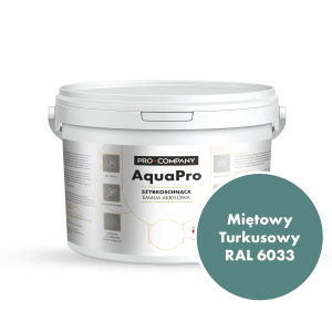 Szybkoschnąca uniwersalna emalia akrylowa Aqua Pro Miętowy Turkusowy RAL 6033 2,7L