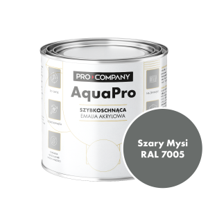 Szybkoschnąca uniwersalna emalia akrylowa Aqua Pro Szary Mysi RAL 7005 0,8L