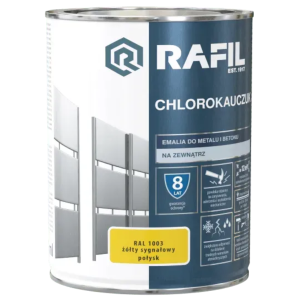 RAFIL Chlorokauczuk emalia do metalu i betonu żółty sygnałowy połysk RAL 1003 5L