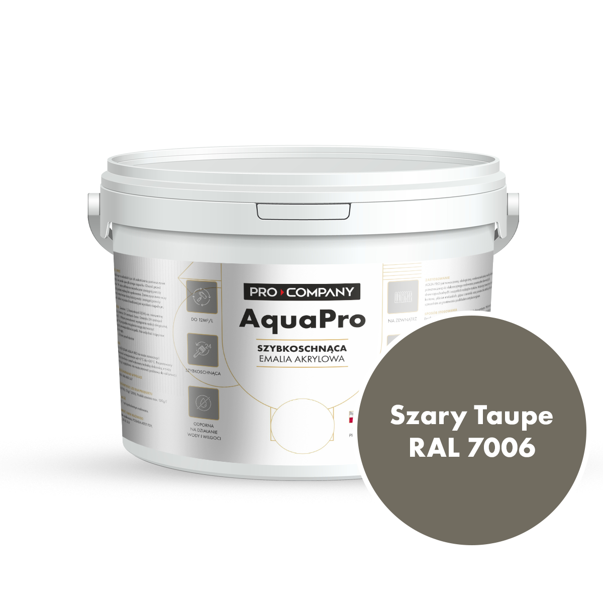 Szybkoschnąca uniwersalna emalia akrylowa Aqua Pro Szary Taupe RAL 7006 2,7L