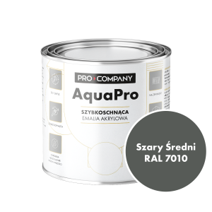 Szybkoschnąca uniwersalna emalia akrylowa Aqua Pro Szary Średni RAL 7010 0,7L
