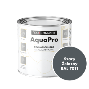 Szybkoschnąca uniwersalna emalia akrylowa Aqua Pro Szary Żelazny RAL 7011 0,7L