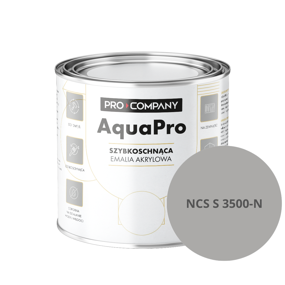Szybkoschnąca uniwersalna emalia akrylowa Aqua Pro Ciemny Szary NCS S 3500-N 0,8L