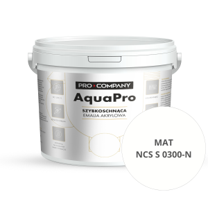 Szybkoschnąca uniwersalna emalia akrylowa Aqua Pro Biel Naturalna MAT NCS S 0300-N 5L